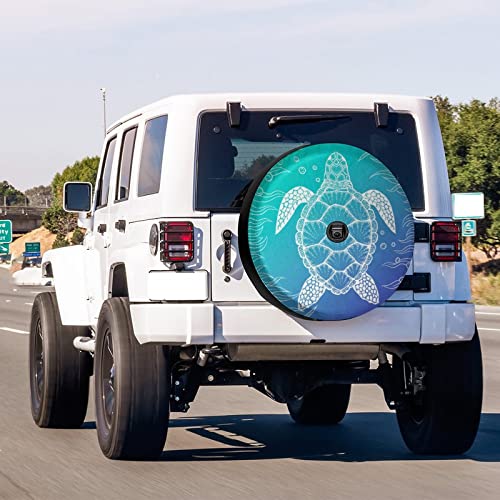 Image of Delerain Spare Tire Cover with Backup Camera Hole Sea Turtle Wheel Covers Waterproof Dust-Proof UV Sun Universal Fit for RV Trailer RV SUV Truck (17 Inch for Diameter 31 inch-33 inch)