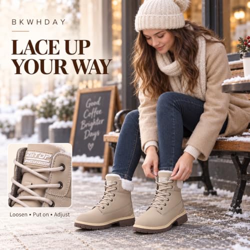 BKWHDAY Winter Boots for Women Snow Boot Waterproof Non Slip - image 6