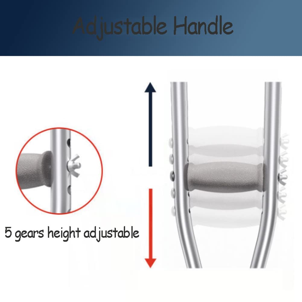 Wysokość Regulowane Kule, Podpórka Pod Pachy Crutches Dorosłych z Ergonomicznym Uchwytem, 1 Para, Pojemność Wagowa 150kg/330lbs (Size : L)