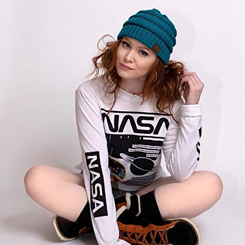 ZXH Women NASA Long Sleeve Shirt NASA Shirt Pullover Graphic Shirt Women Tops, 1-white, X-Large