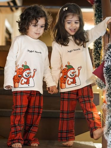 Image of Nap Chief Kids Cotton Full Sleeves Printed T-Shirt & Checkered Pyjama Set for Sleepwear, Night Suit for Boys & Girls