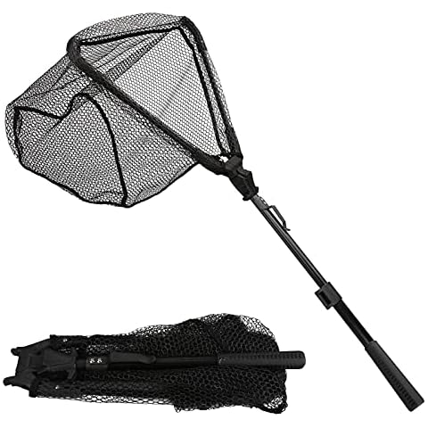 MI CASA Fishing Net Fish Landing Net Foldable Collapsible Telescopic Pole for Bird Fish Catch Release, Lightweight Portable Aluminum Alloy Frame Handle, 2-Section Telescopic Handle 92cm Length Cover