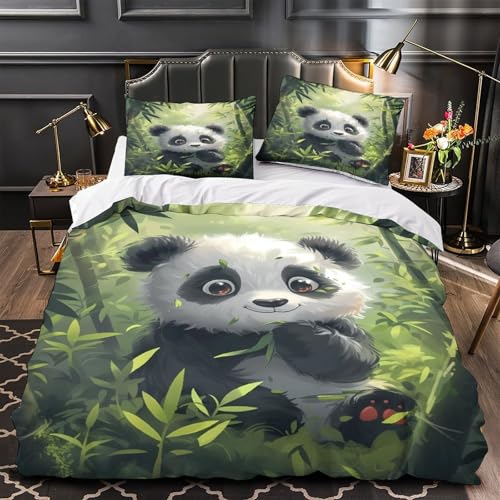 Housse de couette imprimé 3D panda microfibre hypoallergique 140x200cm - 2