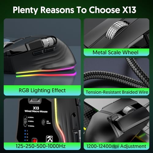 Souris de jeu filaire RVB ergonomique Docooler avec macro programmable - 5