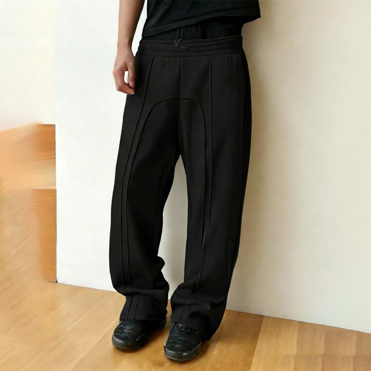 Mens Baggy Wide Leg Sweatpants Casual Loose Fit Open Bottom Athletic Joggers with Pockets Y2K Streetwear - Image 2