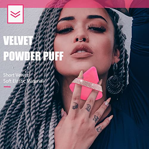 Giesiery 3 Pieces Powder Puff Face Soft Triangle Makeup Puff Velour Setting Powder Puff For Loose Powder Mineral Powder Body Powder Wet Dry Cosmetic Foundation Blender Sponge For Undereye (Rose Red) #TOP5