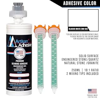 Artisan Adhesive (Color: Glacier White) - Specially Formulated Seam Adhesive for Solid Surface/Quartz/Stone - 250ml (8.45 oz) Cartridge Includes 2 Mixing Tips -Dispenser Sold Separately