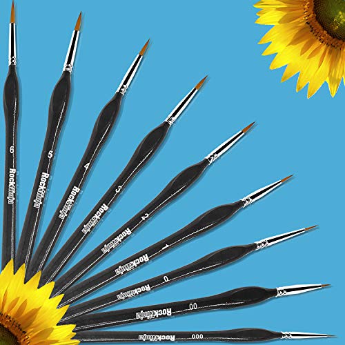 Detail Paint Brush Set, Rock Ninja 9pcs Thin Brushes for Fine Detailing & Art Painting - Acrylic,Watercolor, Oil Miniatures, Scale Models, Airplane Kits, Nail, Line Drawing 5 Detail Paint Brush Set, Rock Ninja 9pcs Thin Brushes for Fine Detailing & Art Painting - Acrylic,Watercolor, Oil Miniatures, Scale Models, Airplane Kits, Nail, Line Drawing - Image 5
