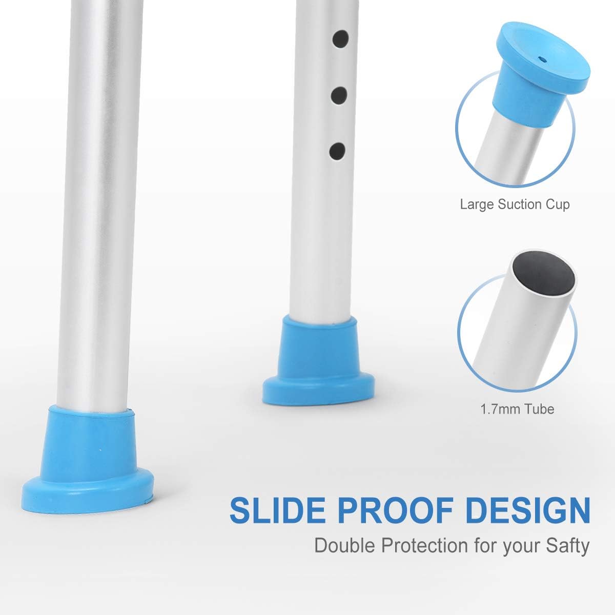 Health Line Massage Products Heavy Duty Shower Stool 550lb Bath Seat Chair, Tool-Free Assembly Height Adjustable Paded Seat Bench w/Assist Grab Bar for Seniors, Elderly, Disabled, Handicap and Injured : Health & Household