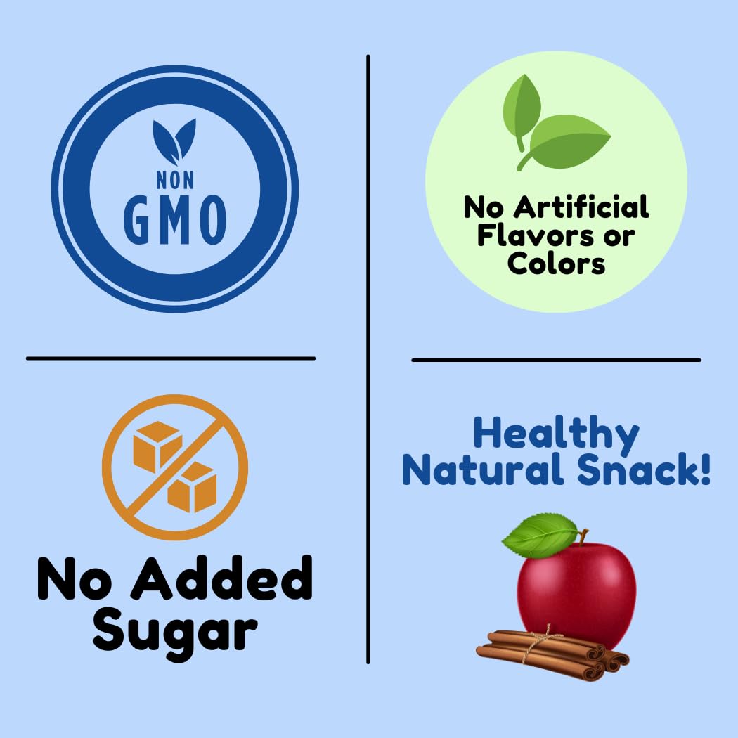 Cinnamon Apple Chips, Dried & Unsweetened, No Added Sugar, Pack of 12