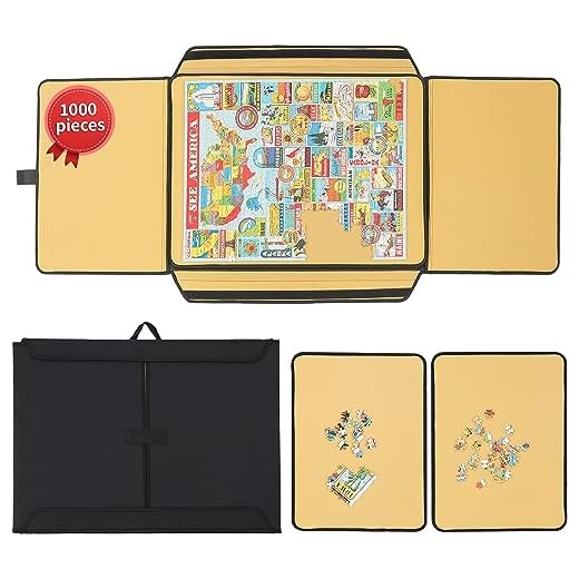 KROFEM 1000 Pieces Jigsaw Puzzle Table Board, Portable Puzzle Mat with Non-Slip Surface, Sorting Trays
