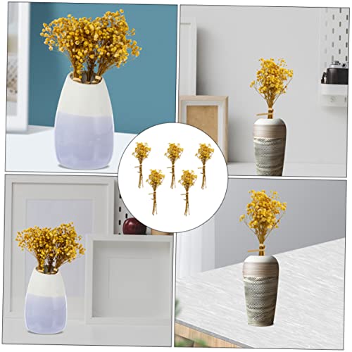 5 ramos de flores secas Gypsophila amarillas para decoración miniatura 4