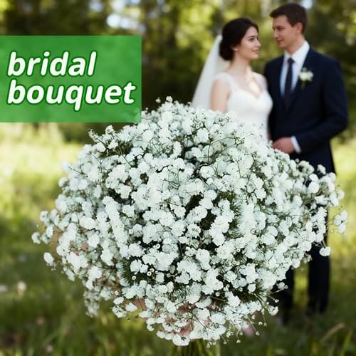 MINWEGI 20 Pcs Artificial Gypsophila Flowers, White Baby's Breath Fake Flowers, Realistic Plastic Gypsophila for Wedding Bouquet,Home Decor,Vase Arrangement Centre Pieces,artificial flowers - Image 3