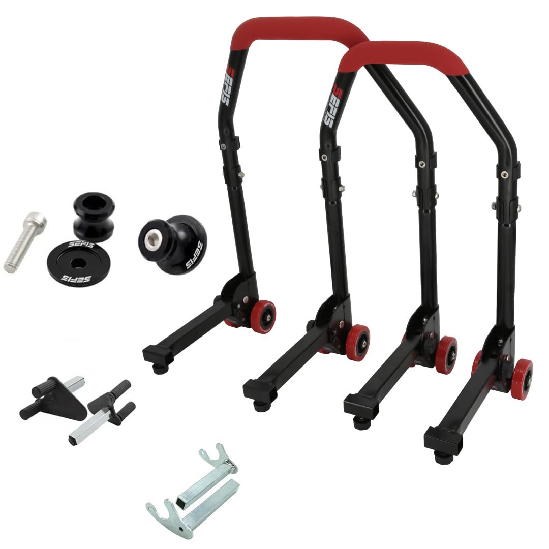 SEFIS M20 Motorradständer Set Vorder- und Hinterrad Motorradheber Serviceständer Front und Heck Motorrad montageständer hinten Motorrad ständer Set (für Aprilia Tuono V4 1100/660)
