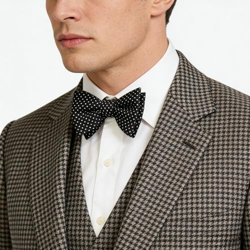 Image of 100% Silk Mens Bowtie Self Tie Bow Tie Bowtie Tuxedo Wedding Solid Color Formal Bow Ties for Man Many Colors