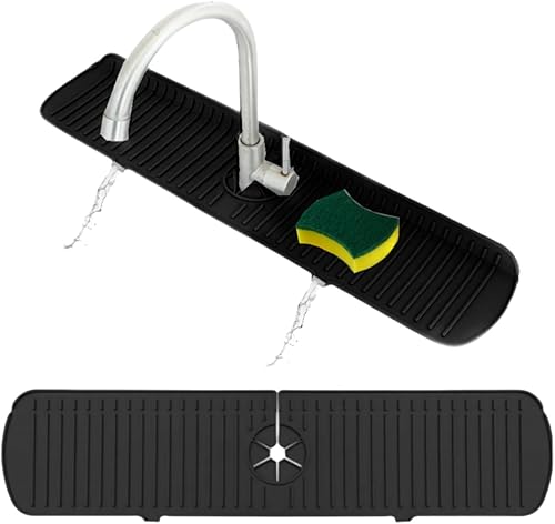 Protector contra salpicaduras para fregadero de cocina de gran tamaño, alfombrilla recolectora de salpicaduras para grifo de 24 pulgadas, bandeja