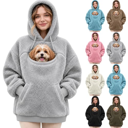 Pet Pouch Hoodie Cat Dog Carrier Oversized Casual Fleece Sweatshirt 2026