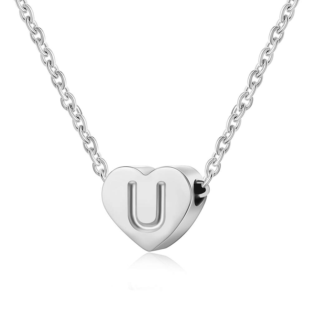 AFSTALR Silber Damen Halskette mit Klein Buchstabenherz Anhänger Initialschmuck für Frauen Mädchen Geburtstagsgeschenk