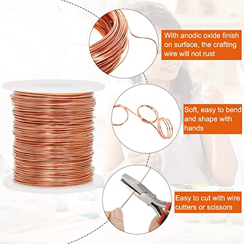 Image of Tenn Well 20 Gauge Jewelry Wire, 328 Feet 0.8mm Bendable Aluminum Craft Wire for Jewelry Making, Beading, Sculpting and Bonsai Training (Copper)