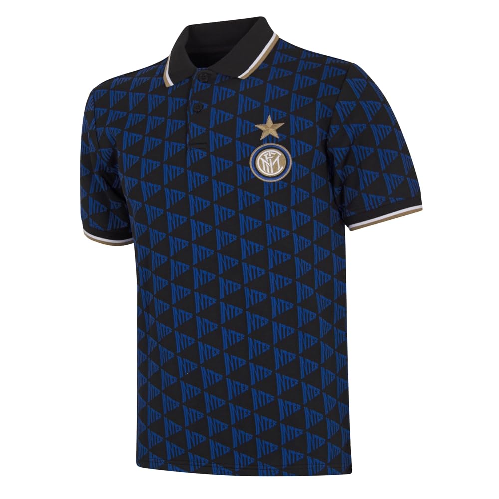 COPA - Polo - Uomo - Inter Milan all Over - Manica Corta - Nero - 100% Cotone