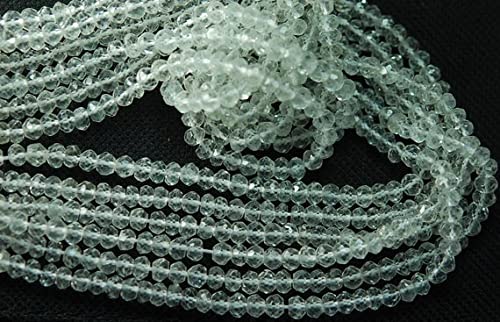 LKBEADS 10 x 14 Inches st Cut-AAA- White az Faceted Rondelles Large Size 3.5-4mm
