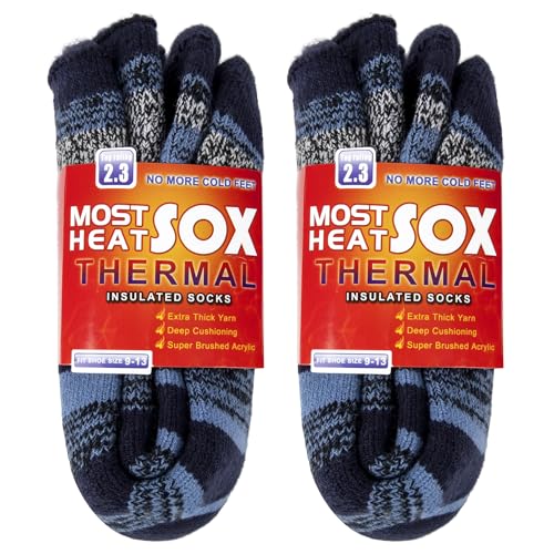 Loritta Thermal Socks for Men, Winter Warm Heated Socks for Cold Weather, Canal Blue, One size