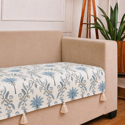 Image of STITCHNEST 'Eden Weaves Collection Series' 3 Seater Sofa Cover| Elegant Woven Fabric, Decorative Tassels, Washable & Durable for Modern Living