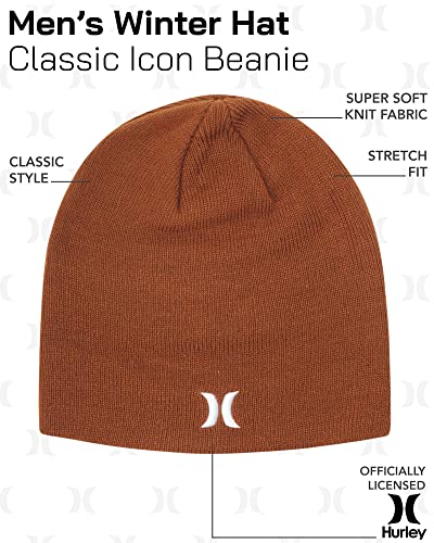 Image of Hurley Mens Beanie Icon Staples Lightweight Winter Hat | Lightweight Classic Loose Knit Fabric Delivers All-Day Warmth and Comfort for Casual Wear, Skiing or Snowboarding