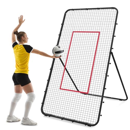 Red de Rebote para Voleibol, 2,1 x 1,2 m Ajustable en Ángulos de 45/60/75/85 Equipo de Entrenamiento para Adultos y Niños Reboteador para Jardines Estadios y Escuelas