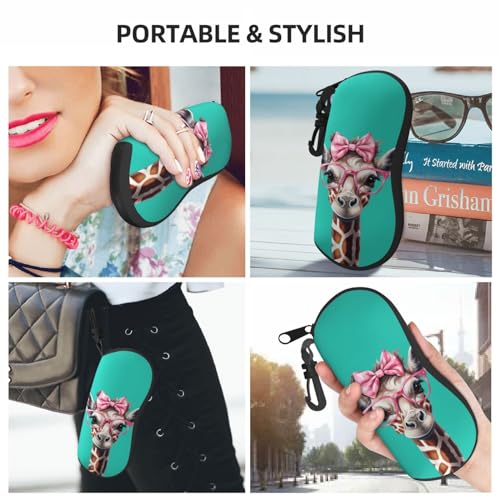 Image of Sunglasses Soft Case Lightweight Neoprene Zipper Glasses Case Portable Eyeglasses Pouch Box with Belt Clip