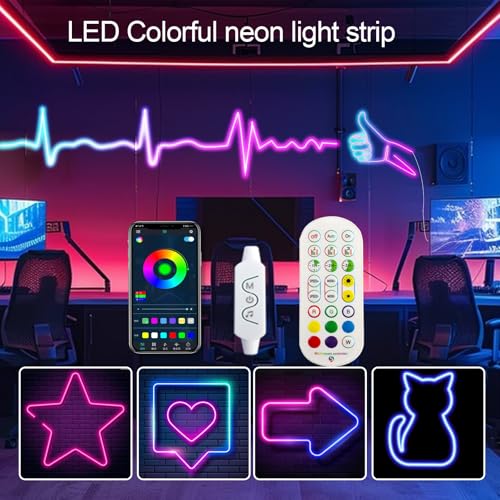 Image of LED String Light 16.4ft RGB Color Changing for Bedroom,Luces Led para Cuarto IP65 Waterproof Music Sync LED Light Strips with Remote APP Control,Home Decor,Halloween Decorations