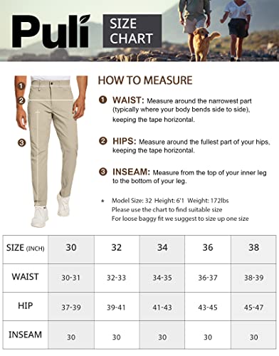 Puli Work Business Pants For Men Lightweight Golf Slim Fit Stretch Casual Flat Front Dress Outdoor Fishing Pants Black 34 #TOP6
