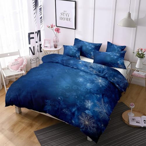 Housse de couette douce et luxueuse en microfibre brossée bleue réversible - 5