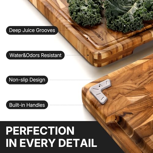 17'' Teak Wood Extra Large End Grain Cutting Board for Kitchen 03 by Nomsters - Image 8