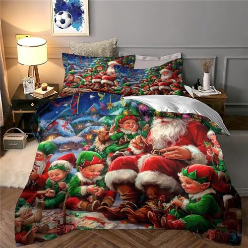 Housse de couette Noël 3 pièces lit 2 personnes microfibre douce