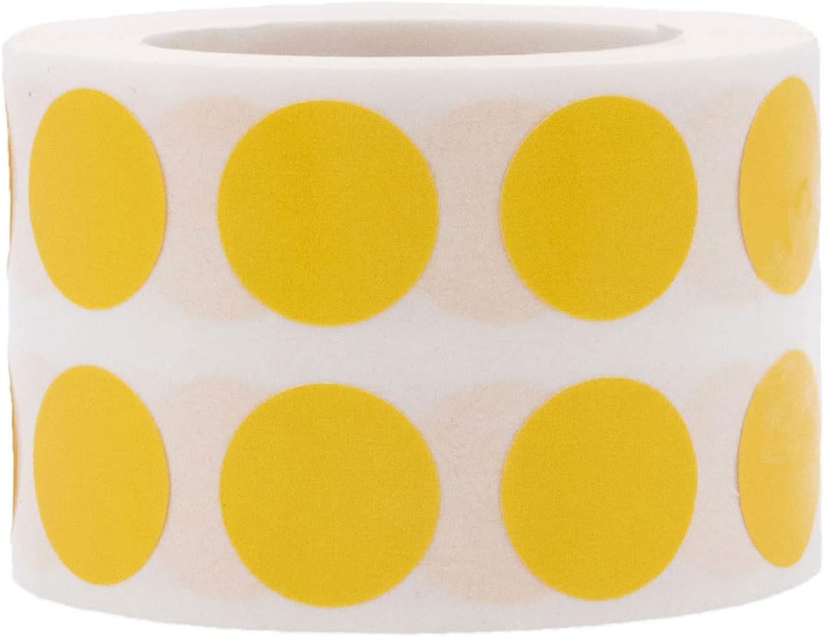 Yellow 1/2" Inch Round Adhesive Labels 1,000 Color Coding Dot Stickers for Efficient Inventory Management, Crafting Projects, and Organizational Tasks in Offices, Schools, and Homes