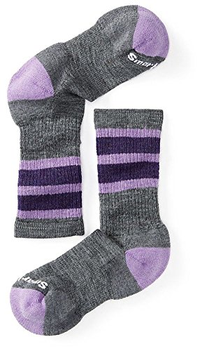 Smartwool Kid's Striped Hike Medium Crew Socks (Medium Gray) Medium