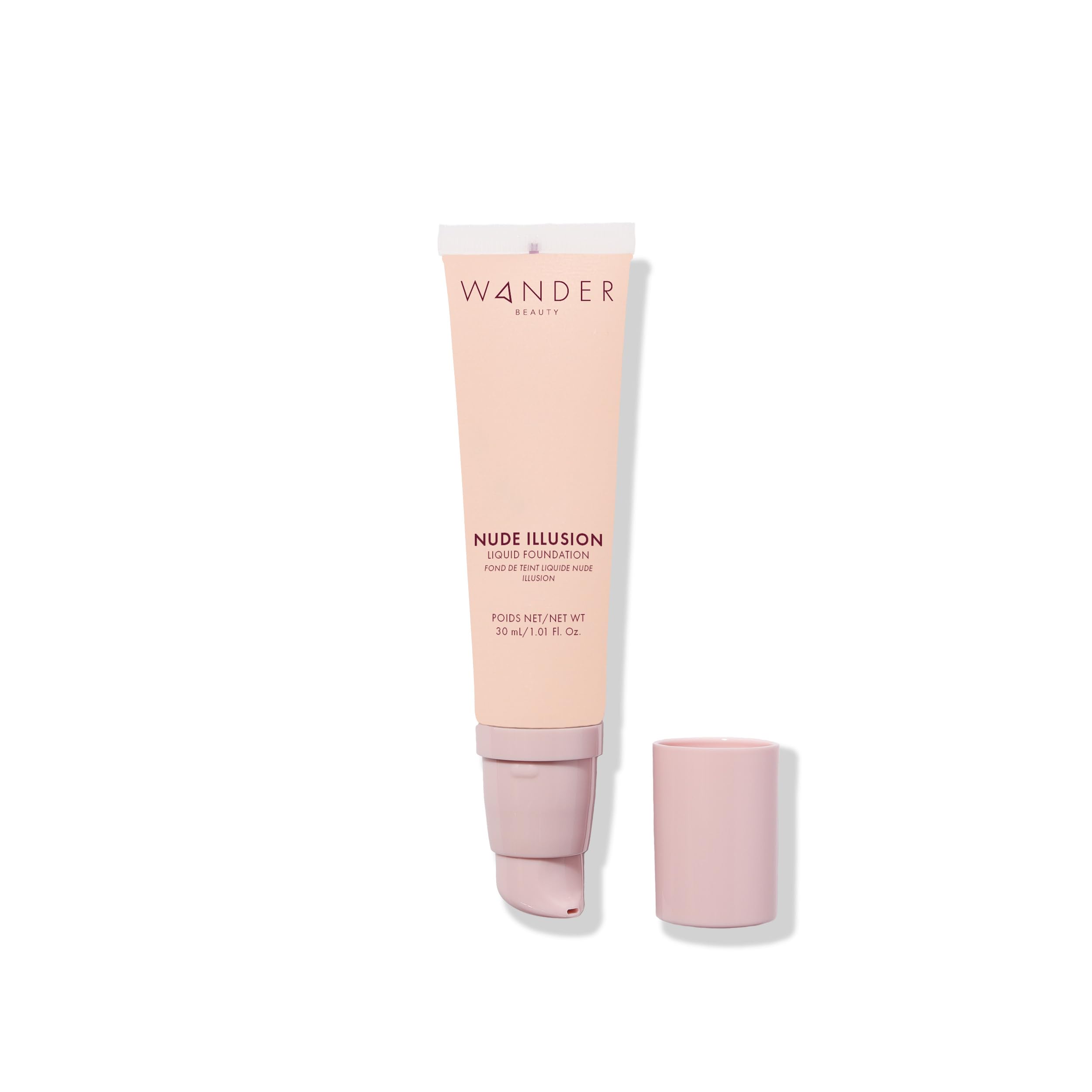 Wander Beauty Nude Illusion Liquid Foundation - Fair Light - Medium to Full Coverage Foundation - Natural Makeup with Vitamin E & Macadamia - Nude Skin Finish Blurs & Conceals - 1.01 fl oz