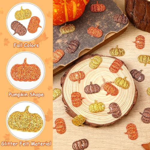 Image of MARFOREVER 500 Pcs Fall Felt Pumpkin Glitter Confetti Table Decorations | Thanksgiving Pumpkins Confetti, Fall Table Scatter Centerpiece, for Fall Art Crafts Supplies Thanksgiving Party Decorations