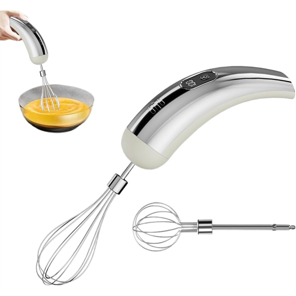 Aundhegrtt Portable Electric Egg Liquid Stainless Steel Handheld Blender Rechargeable Rod for Baking and Cooking 1 Set