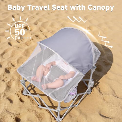 Silla de Playa Plegable para Bebé con Dosel y Red contra Mosquitos para Exterior EO Living Travel Chair miniatura 3