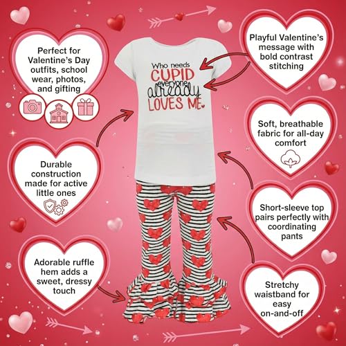 Image of Unique Baby 2 Piece Girls Double Ruffle Leggings and Short Sleeve Shirt Clothes Set Kid and Toddler Girl Outfit