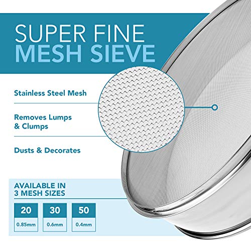 image for Vollum Stainless Steel Flour Sifter Fine Mesh Round Flour Sifter for B