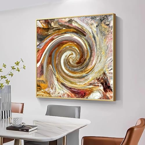 Décoration de salon moderne avec la toile abstraite tempête dorée 80x80 cm