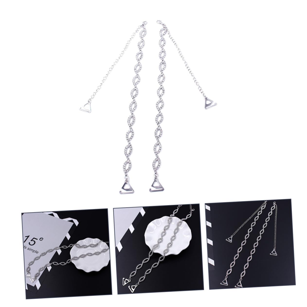 Healeved Correas Ajustables de Sujetador de Metal Brillantes de Agua, Antideslizantes, Estilo Chic y Longitud Regulable para Mujeres y Niñas