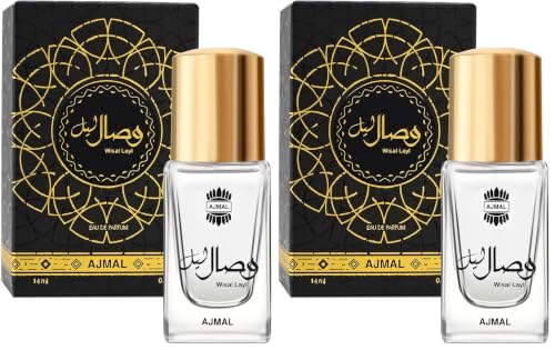 Image of Ajmal Wisal-Layl Long Lasting Perfume For Men & Women | Travel Size Unisex Luxury Eau De Parfum - 14 ml |Premium Long Lasting Oriental Woody Musky Fragrance With Patchouli, Oud & Musk (Pack of 2)