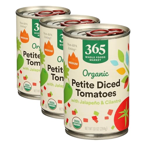 365 by Whole Foods Market, Tomatoes Petite Diced With Jalapeno Cilantro Organic, 10 Ounce (Pack of 3)