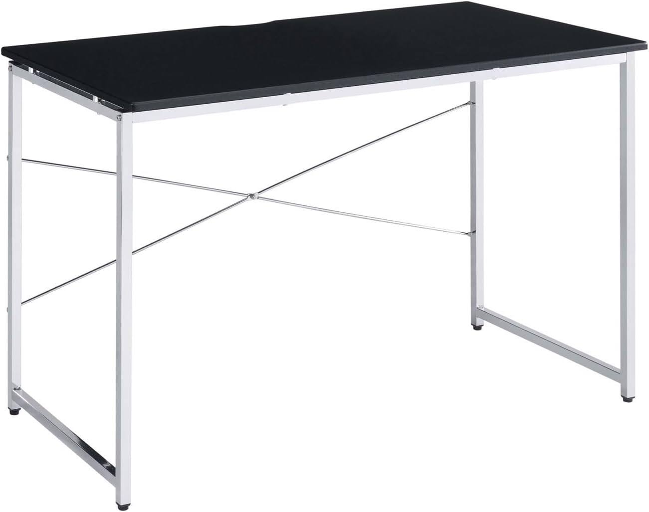 Black and Chrome Vanity Desk,Spacious and Dedicated Surface,x-Shape Crossbar