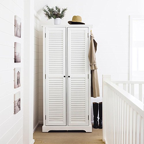 Image of APRODZ Mango Wood Double Doors Multipurpose Storage Montreal Wardrobe Almirah for Living Room | White