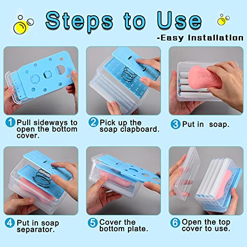 Sylans Soap Lather Laundry Box Storage Foaming Soap Box Holder Soap Box With Rollers Soap Dish With Drain Soap Container Multifunctional Travel For Home Bathroom Kitchen Countertop Easy To Clean #TOP4